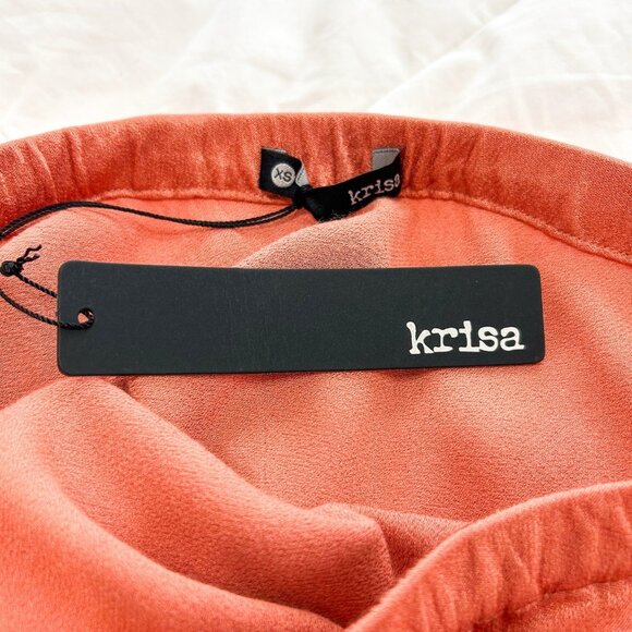 NWT REVOLVE Krisa Bias Twist Satin Midi Skirt Size XS Rust Shimmer Orange - Picture 6 of 7